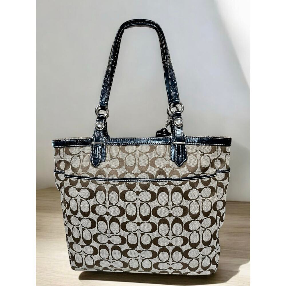 Y2K Coach F16566 Signature Jacquard North South Tote Bag & Wallet - Picture 3 of 15